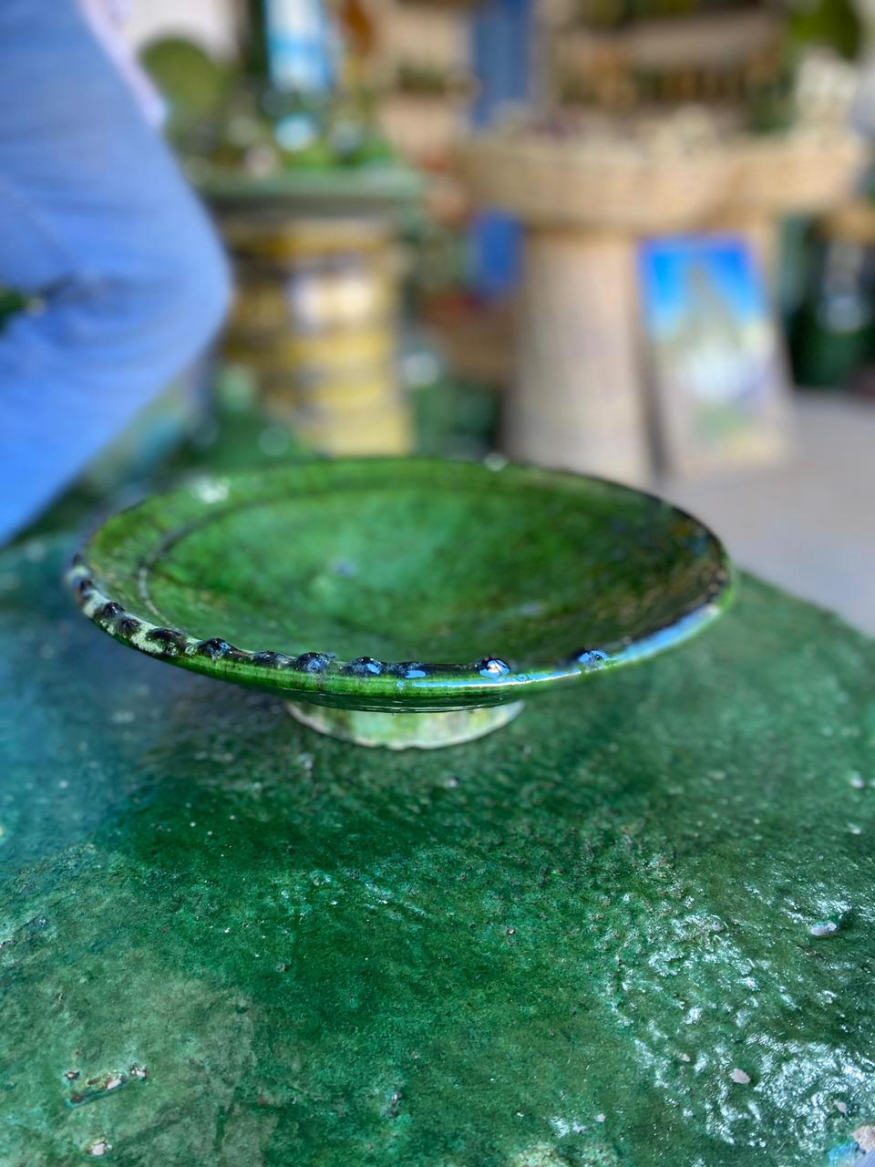 Moroccan Tamegroute Green Ceramic Bowl