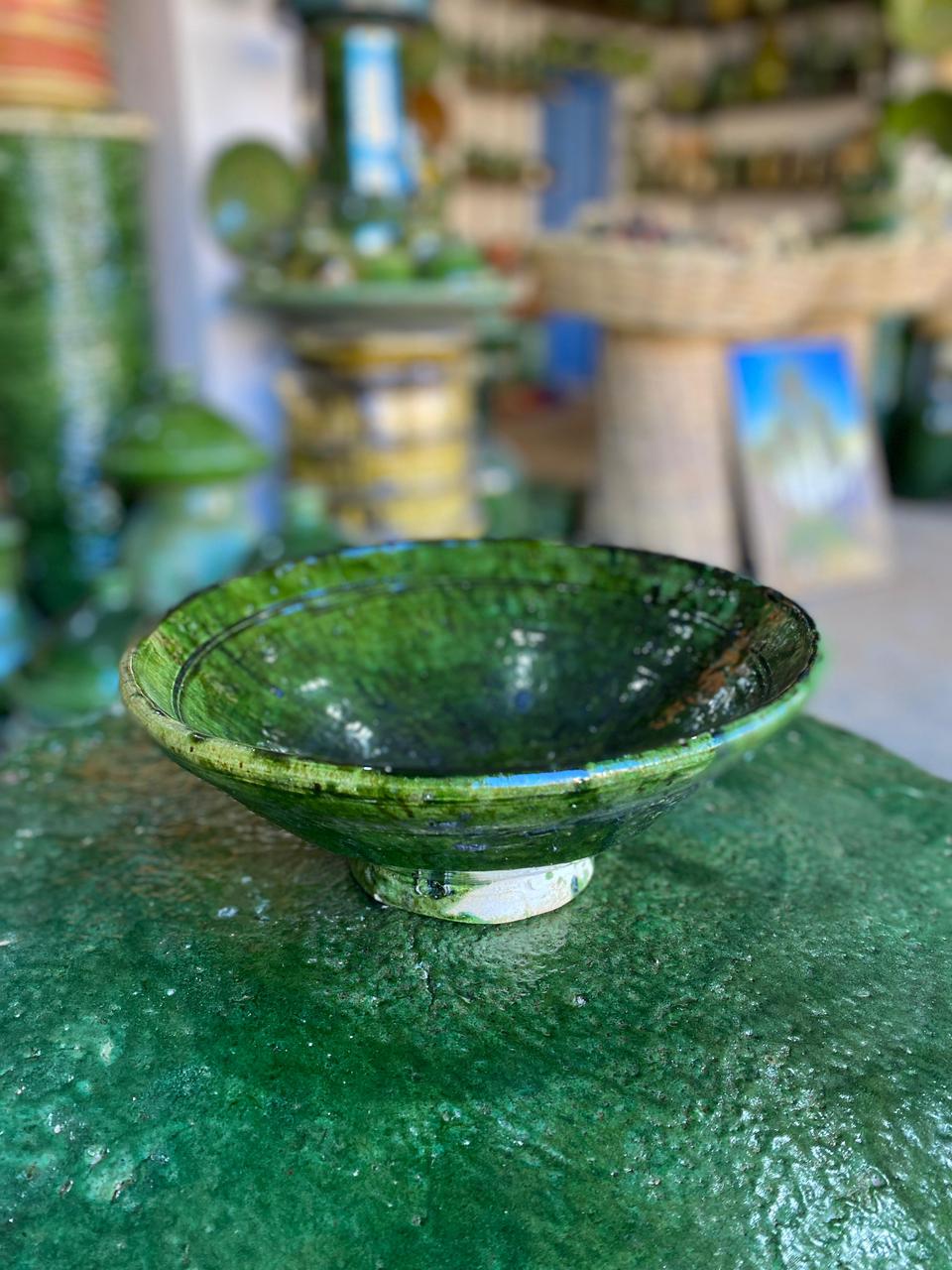 Moroccan Tamegroute Green Ceramic Bowl